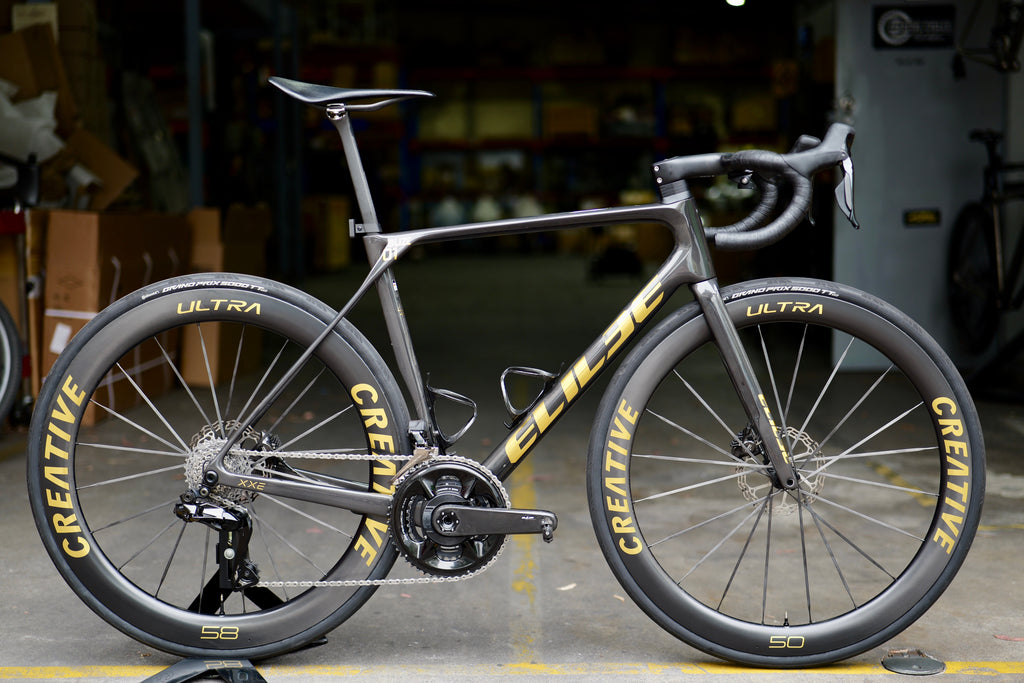 Elilee Blize XXE Limited Edition Gold, built at the Workshop on CREATIVE ULTRA 58/50 wheels